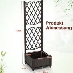 Blumenkasten mit Rankgitter Pflanzkasten für Kletterpflanzen Hochbeet mit Spalier 40 x 40 x 122 cm Braun
