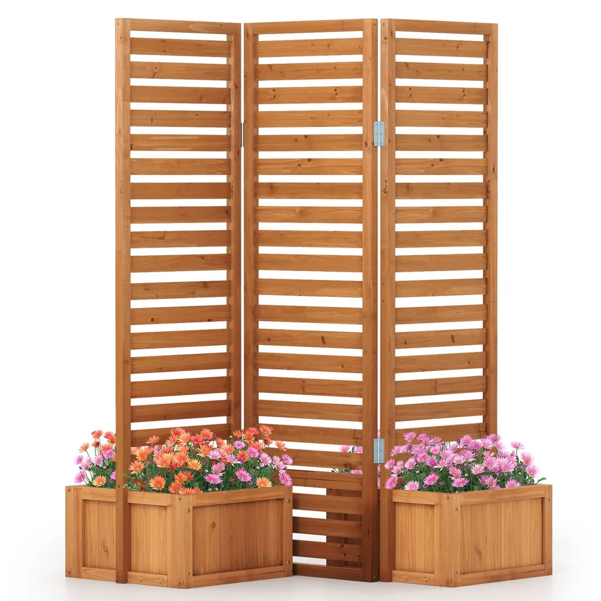 Blumenkasten mit Sichtschutz & Klappbarem Spalier Hochbeet 2 Pflanzkästen mit Ablauflöchern