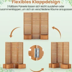 Blumenkasten mit Sichtschutz & Klappbarem Spalier Hochbeet 2 Pflanzkästen mit Ablauflöchern