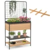 Blumenkasten mit Spalier & 2 Stufigen Regalen & Abnehmbarer Trennwand 80 x 38 x 150 cm
