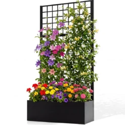 Blumenkasten Pflanzkasten mit Rankgitter Pflanzkübel aus Verzinktem Stahl 90 x 40 x 180,5 cm