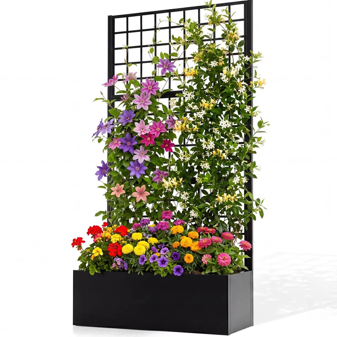 Blumenkasten Pflanzkasten mit Rankgitter Pflanzkübel aus Verzinktem Stahl 90 x 40 x 180,5 cm