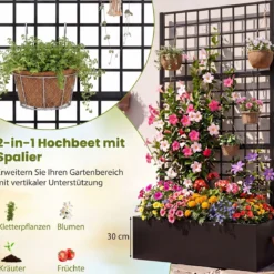 Blumenkasten Pflanzkasten mit Rankgitter Pflanzkübel aus Verzinktem Stahl 90 x 40 x 180,5 cm
