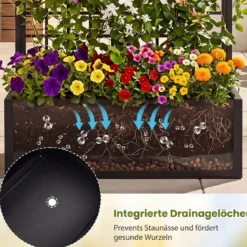 Blumenkasten Pflanzkasten mit Rankgitter Pflanzkübel aus Verzinktem Stahl 90 x 40 x 180,5 cm