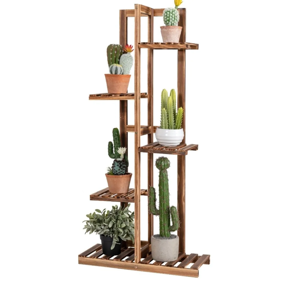 Blumenregal 5-Stöckiger Holz-Pflanzenständer 50 x 21 x 103 cm Braun