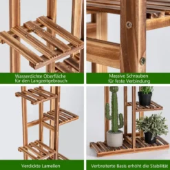 Blumenregal 5-Stöckiger Holz-Pflanzenständer 50 x 21 x 103 cm Braun