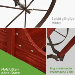 Blumenständer Holzwagen Pflanzwagen Blumenwagen mit Rädern aus Metall 62 x 34 x 60 cm Grau/Rot/Braun/Grün/Blau