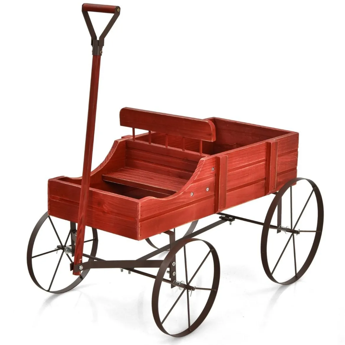 Blumenständer Holzwagen Pflanzwagen Blumenwagen mit Rädern aus Metall 62 x 34 x 60 cm Grau/Rot/Braun/Grün/Blau