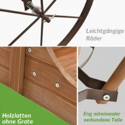 Blumenständer Holzwagen Pflanzwagen Blumenwagen mit Rädern aus Metall 62 x 34 x 60 cm Grau/Rot/Braun/Grün/Blau