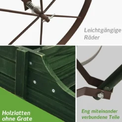 Blumenständer Holzwagen Pflanzwagen Blumenwagen mit Rädern aus Metall 62 x 34 x 60 cm Grau/Rot/Braun/Grün/Blau
