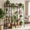 Blumenständer mit Wachstumslicht aus Holz & Metall 10 Ebenen Pflanzenständer Pflanzenregal