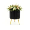 Blumentopf aus Metall Pflanzkübel mit 3 Standbeinen & Drainagelöchern Runder Übertopf 35 x 35 x 53,5 cm