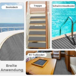 Bodenbelag für Boote Selbstklebend aus EVA-Schaumstoff Rutschfest 240 x 90 cm Grau