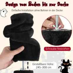 Boden bis Decken Katzenbaum 245-300 cm verstellbar 5-stöckiger Kratzbaum mit Katzenhöhle Schwarz