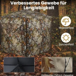 Boden-Blind Tragbares Jagdzelt für 4 Personen mit Geräuschfreien Fenstern Popup-Tarnzelt
