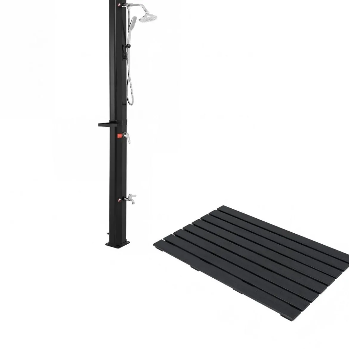 Bodenelement für Solardusche WPC + 35L Solardusche mit Handbrause inkl. Abdeckung Set