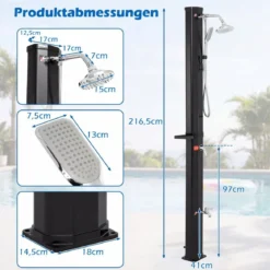 Bodenelement für Solardusche WPC + 35L Solardusche mit Handbrause inkl. Abdeckung Set