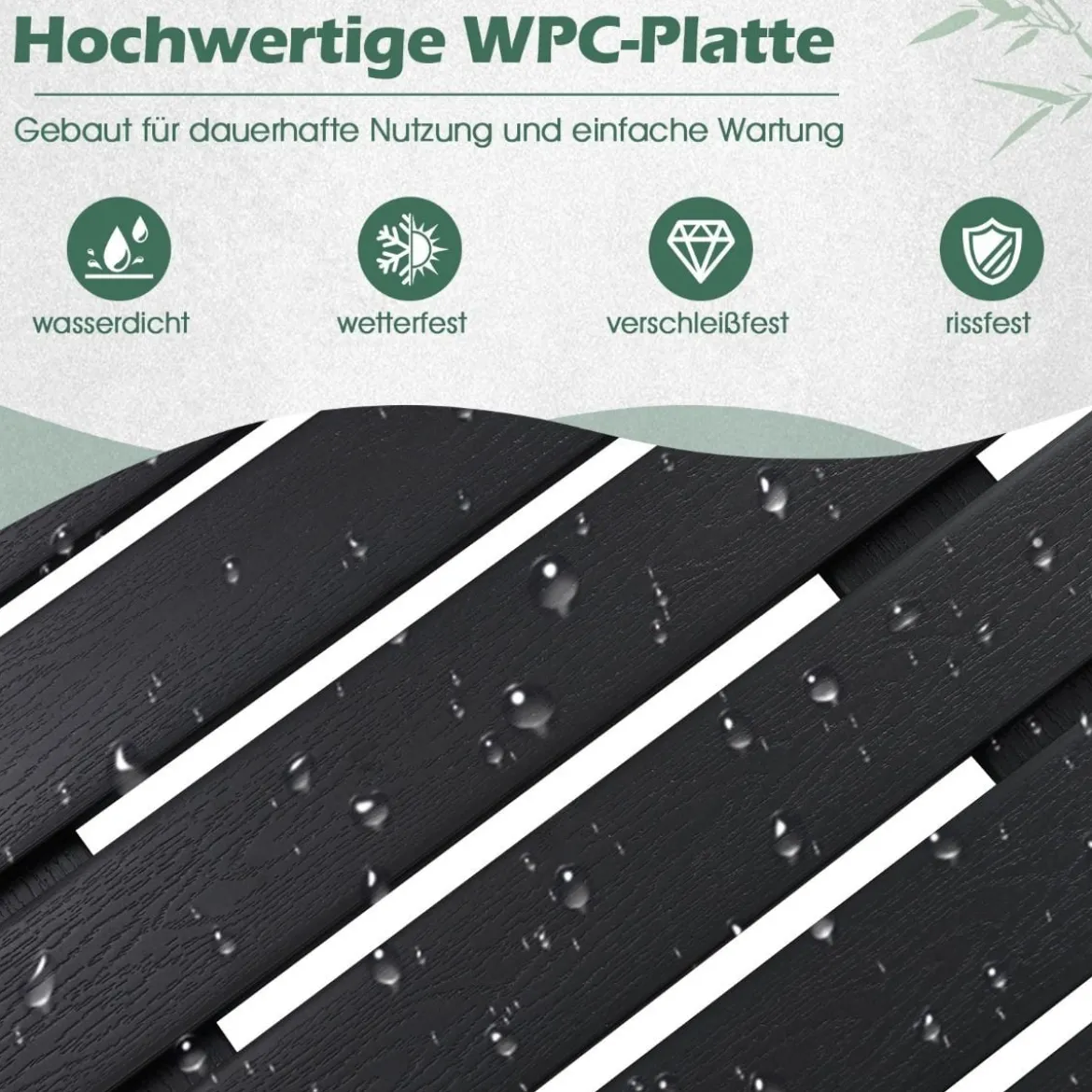 Bodenelement für Solardusche WPC Bodenplatte für Gartendusche 100 x 60 x 2,5 cm Schwarz