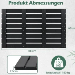 Bodenelement für Solardusche WPC Bodenplatte für Gartendusche 100 x 60 x 2,5 cm Schwarz