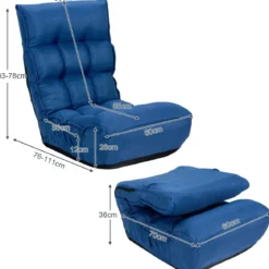 Boden-Klappstuhl 4-Fach Verstellbares Gaming-Bodensofa mitRückenlehne Blau