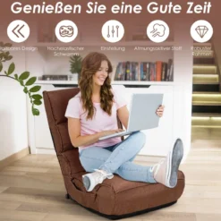 Boden-Klappstuhl 4-Fach Verstellbares Gaming-Bodensofa mitRückenlehne Kaffee