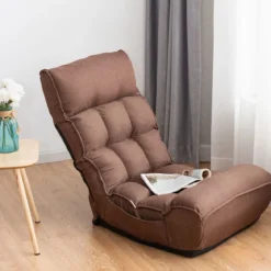 Boden-Klappstuhl 4-Fach Verstellbares Gaming-Bodensofa mitRückenlehne Kaffee