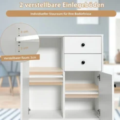 Bodenschrank Moderner Lagerschrank mit 2 Türen 72 x 34 x 85,5 cm Weiß