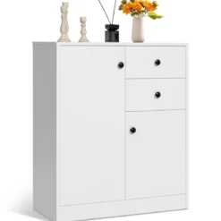 Bodenschrank Moderner Lagerschrank mit 2 Türen 72 x 34 x 85,5 cm Weiß