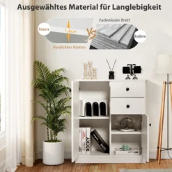 Bodenschrank Moderner Lagerschrank mit 2 Türen 72 x 34 x 85,5 cm Weiß
