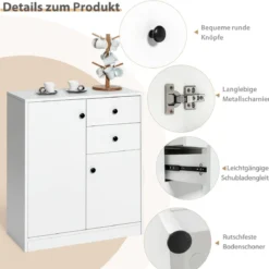 Bodenschrank Moderner Lagerschrank mit 2 Türen 72 x 34 x 85,5 cm Weiß