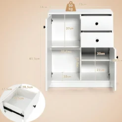 Bodenschrank Moderner Lagerschrank mit 2 Türen 72 x 34 x 85,5 cm Weiß