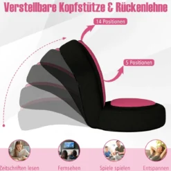 Bodensessel faules Sofasessel mit verstellbarer Kopf- & Rückenlehne schwammgepolsterte Sitzkissen Rosa