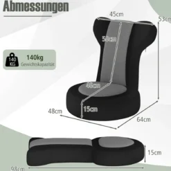 Bodensessel faules Sofasessel mit verstellbarer Kopf- & Rückenlehne schwammgepolsterte Sitzkissen Grau