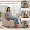 Bodensessel für Erwachsene Lazy Sofa mit abnehmbarem Kopfstütze waschbarer Eisveloursbezug Beige