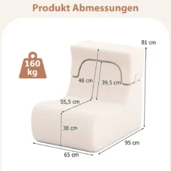 Bodensessel für Erwachsene Lazy Sofa mit abnehmbarem Kopfstütze waschbarer Eisveloursbezug Beige