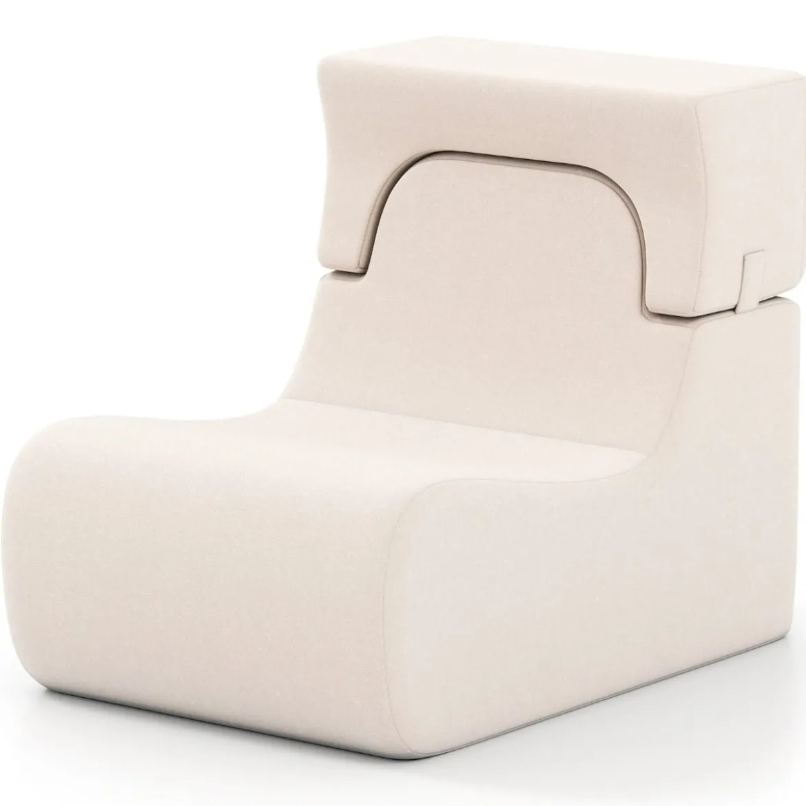 Bodensessel für Erwachsene Lazy Sofa mit abnehmbarem Kopfstütze waschbarer Eisveloursbezug Beige