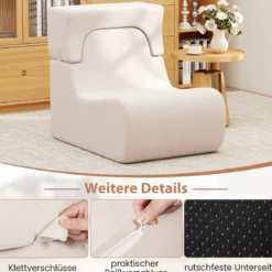 Bodensessel für Erwachsene Lazy Sofa mit abnehmbarem Kopfstütze waschbarer Eisveloursbezug Beige