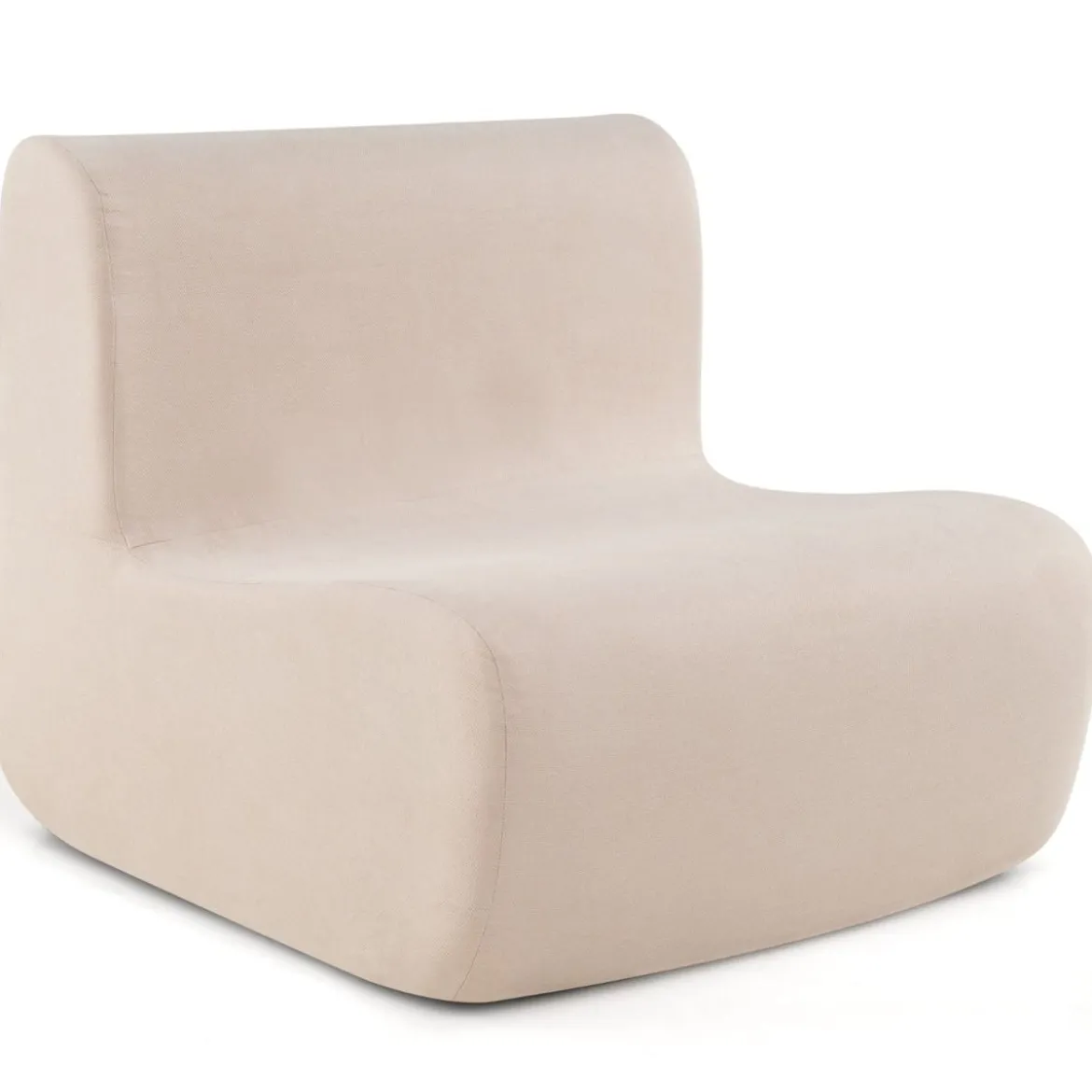 Bodensessel mit Rückenlehne & Weichem Samt & Ergonomischer Unterstützung Bodenstuhl Beige