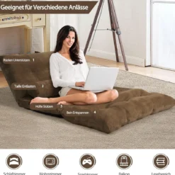 Bodensofa Bodenstuhl 6-stufig einstellbares Bodensessel 180 x 98 x 18 cm Kaffee