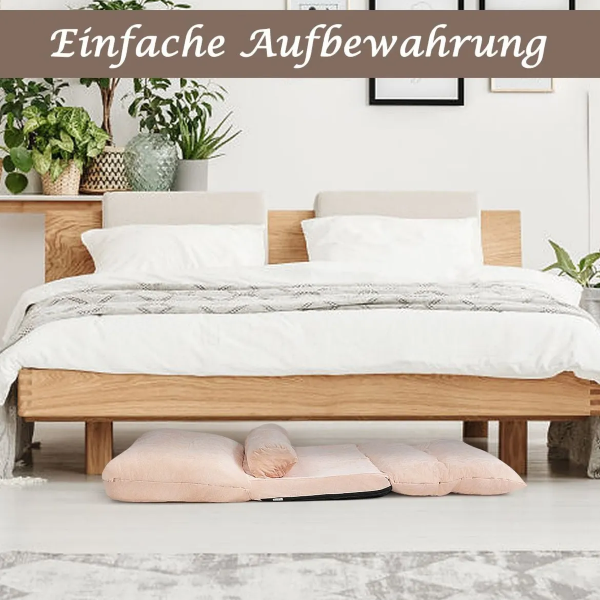 Bodensofa Bodenstuhl 6-Stufig Einstellbares Bodensessel mit 2 Kissen 180 x 98 x 18 cm Beige