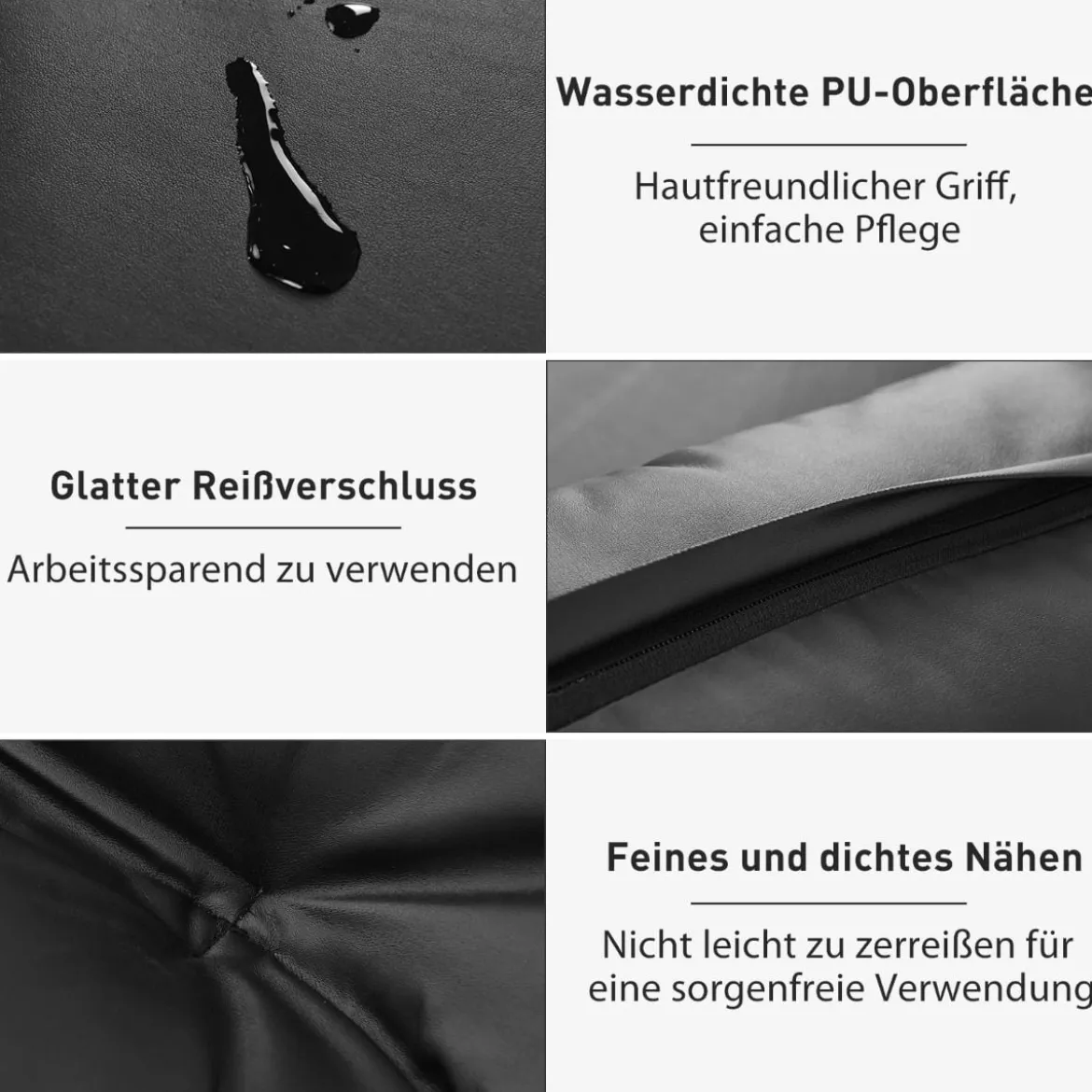 Bodensofa mit 2 Kissen Verstellbares Klappsofa aus Kunstleder Faltbar Schwarz