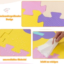 Bodenspielmatte mit abnehmbaren Blumenform- und Zahlenmustern Puzzlematte 50 Stück Bunt
