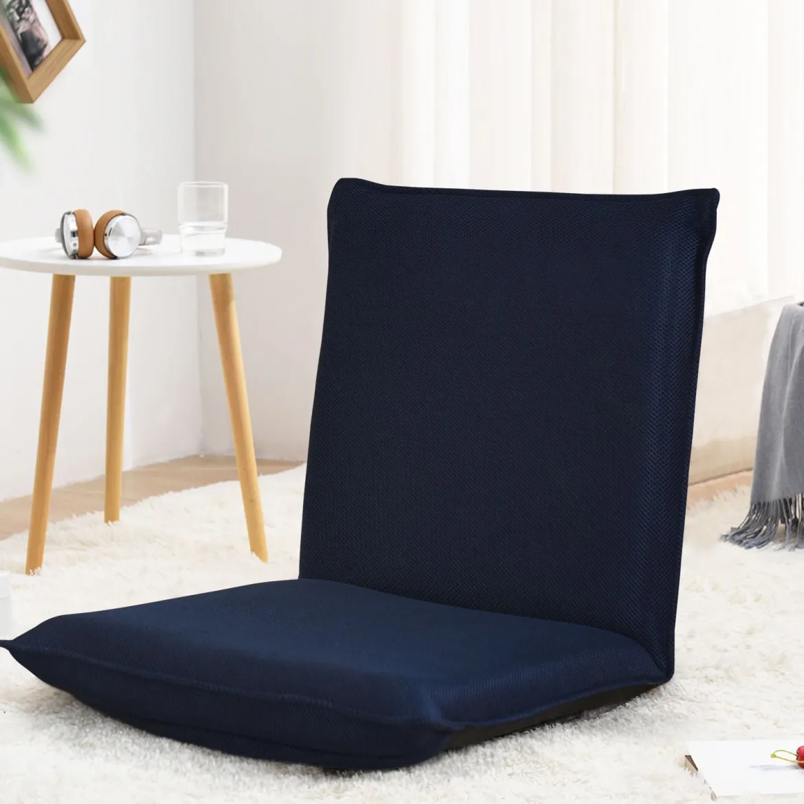 Bodenstuhl Bodensessel Bodensofa verstellbarer Gaming-Stuhl bequeme Rückenlehne Marineblau