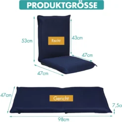 Bodenstuhl Bodensessel Bodensofa verstellbarer Gaming-Stuhl bequeme Rückenlehne Marineblau