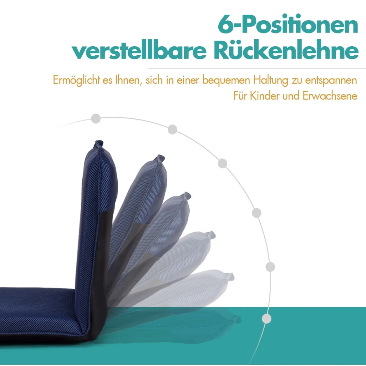 Bodenstuhl Bodensessel Bodensofa verstellbarer Gaming-Stuhl bequeme Rückenlehne Marineblau