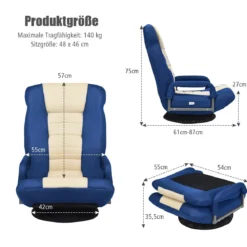 Bodenstuhl drehbar Bodensessel Relaxsessel Bodensofa Lazy Sofa Blau