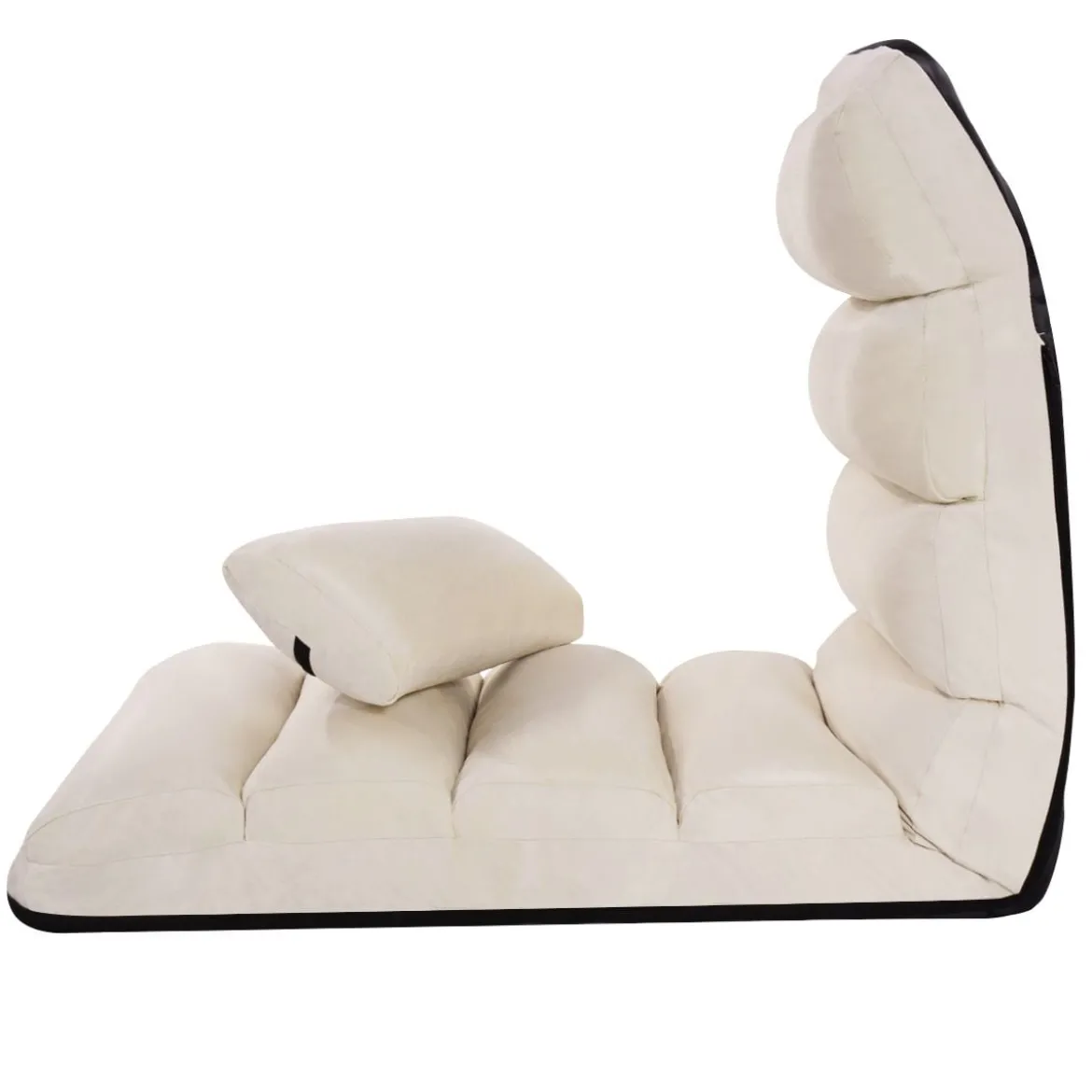 Bodenstuhl 5-fach einstellbarer Wildleder-Polsterstuhl 175 x 55 x 20 cm Beige