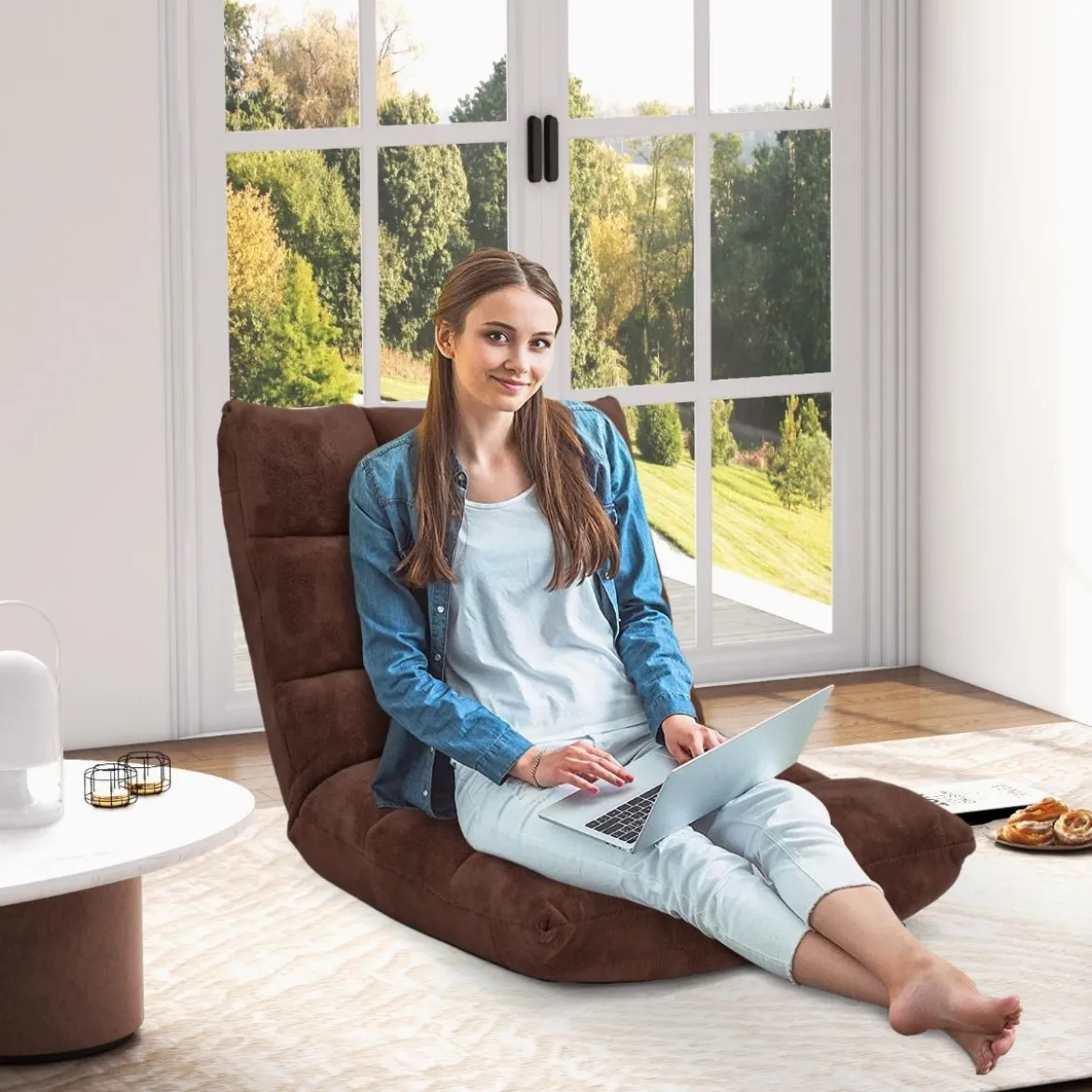 Bodenstuhl Faltbares Lazy Sofa Faul Tatami Bodenkissen Schwarz Grau Kaffeebraun Rosa Blau Lila