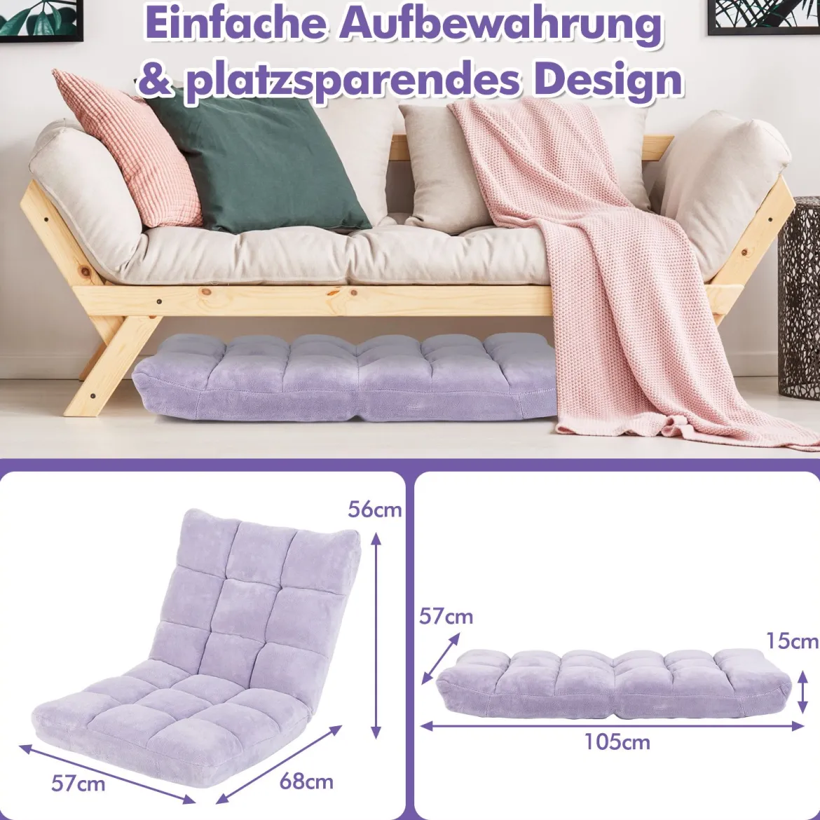 Bodenstuhl Faltbares Lazy Sofa Faul Tatami Bodenkissen Schwarz Grau Kaffeebraun Rosa Blau Lila