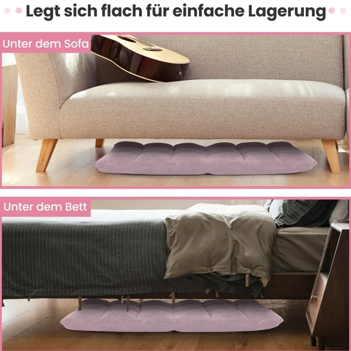 Bodenstuhl Faltbares Lazy Sofa Faul Tatami Bodenkissen Schwarz Grau Kaffeebraun Rosa Blau Lila